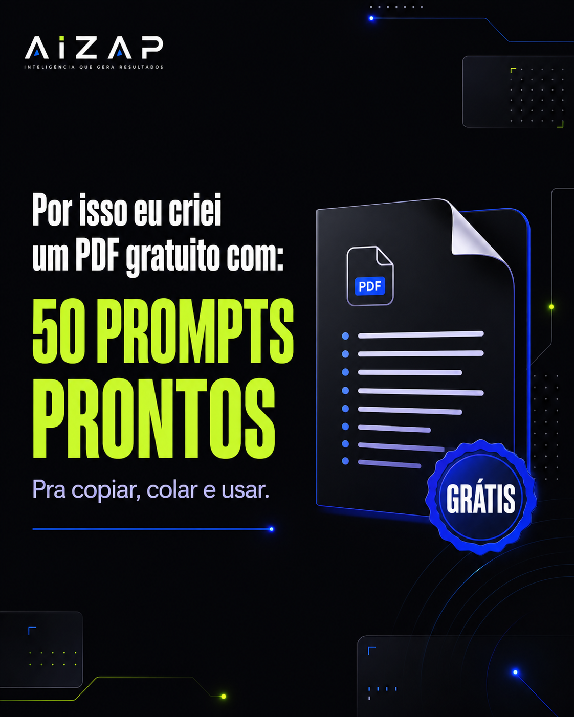 Capa do pack 50 Prompts AIZap